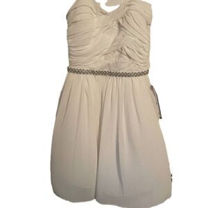 City Studios Womens 3 Party Mini Dress Rhinestones Pearls Lace White NWT